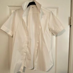 White short sleeve button down shirt